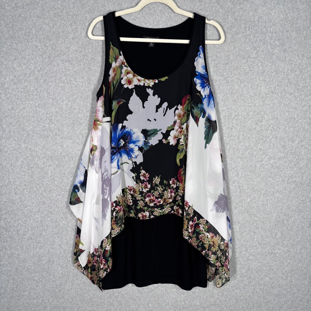 Sheer Floral Overlay Draped Mini Dress Size 8 Asymmetric Flowy Festival Feminine